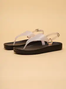 ERIDANI Trista Thong Women T-Strap Flats With Buckle