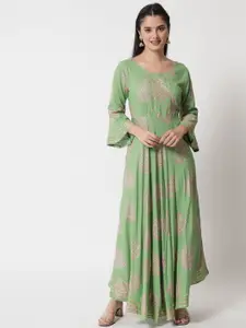 Anouk Women Ethnic Motifs Printed Round Neck Bell Sleeve Maxi Dress