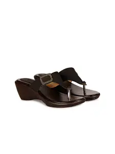 BIG BIRD FOOTWEAR PU Women Embellished Wedge Heel Sandals with Buckles