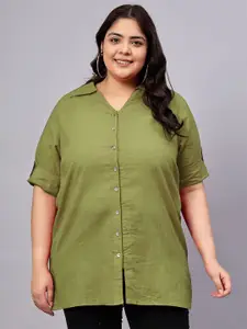Indietoga Women Plus Size Classic Oversized Fit Solid Pure Cotton Casual Shirt