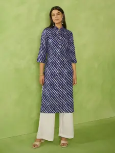 Anouk Women Striped Bandhani Festive Straight Kurta
