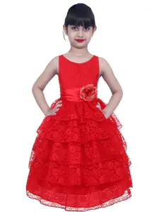 Shahina Fashion Girls Net & Satin Maxi Dress