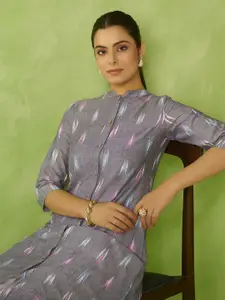 Anouk Women Abstract Printed Ikat Festive Cotton Straight Kurta