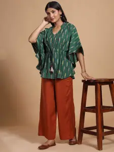 Taavi Women Ikat Printed Pure Cotton Kurti