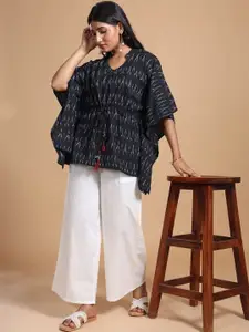 Taavi Women Ikat Pure Cotton Kurti With Batwing Sleeves