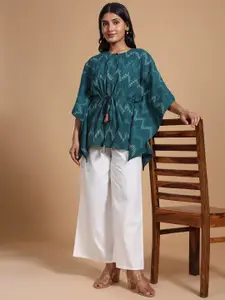 Taavi Women Ikat Pure Cotton Kurti with Batwing Sleeves