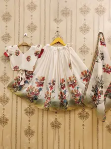 BAESD Girls Printed Mukaish Foil Print Ready to Wear Lehenga & Blouse With Dupatta