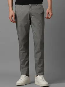 Louis Philippe Sport Men Checked Mid-Rise Slim Fit Trousers