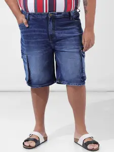 Hardsoda by The Indian Garage Co Hardsoda by The Indian Garage Boys Solid Blue Washed Cargo Shorts