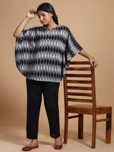 Taavi Women Cotton Ikat Kaftan Kurti