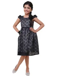 Shahina Fashion Girls Self Design Lace Fit & Flare Dress