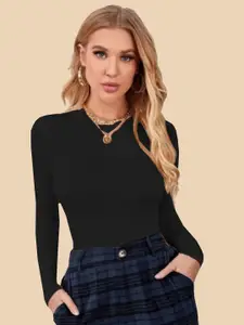 Dream Beauty Fashion Women Solid Round Neck Regular Top