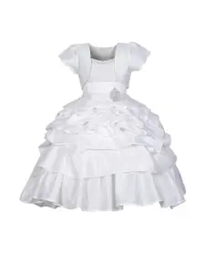 Shahina Fashion Girls Self Design Belted Satin Fit & Flare Maxi Dress