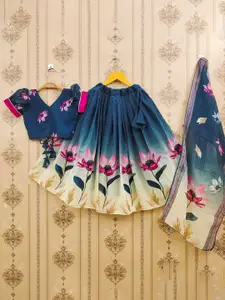 BAESD Girls Printed Mukaish Foil Print Ready to Wear Lehenga & Blouse With Dupatta