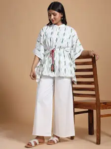 Taavi Women Ikat Pure Cotton Kurti With Kimono Sleeves