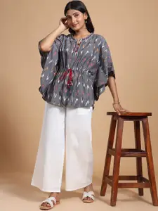 Taavi Women Ikat Pure Cotton Kaftan Kurti