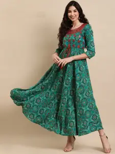 Anouk Women Ethnic Motifs Printed Round Neck Liva Maxi Dress