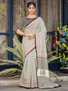 Saree mall Bagh Printed Bagru Saree With Blouse Piece