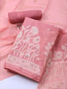 Meena Bazaar Floral Woven Design Zari Unstitched Dress Material