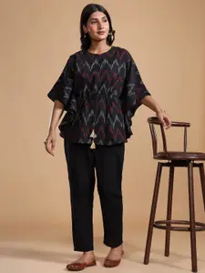 Taavi Women Ikat Pure Cotton Kurti with Batwing Sleeves