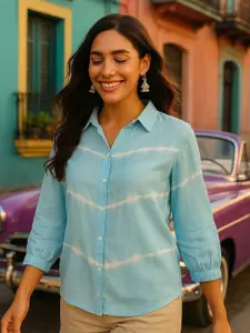 Maaesa Relaxed Tie & Dyed Spread Collar Casual Shirt