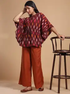 Taavi Women Ikat Pure Cotton Kurti With Batwing Sleeves