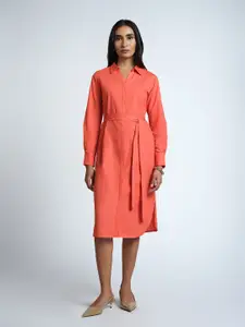 AND Women Cuffed Sleeves Pure Cotton Shirt Dress