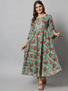 Anouk Women Floral Printed Bell Sleeve Fit-Flare Midi Dress