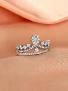 Jewels Galaxy Silver-Plated Cubic Zirconia Stone Studded Finger Ring