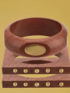 ATIBELLE Set of 3 Gold-Plated Wooden Bangles