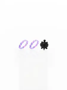 Dynamic Retail Global Set of 3 Ring for Men, Multicolor-Silver Alloy Ring ()