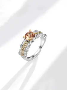 Jewels Galaxy Women Silver-Plated Cubic Zirconia-Studded Finger Ring