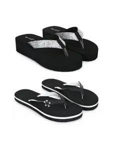 TWO SOFT Women Set of 2 Thong Flip-Flops