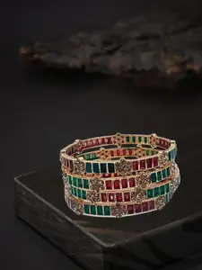 Anouk Set Of 4 Copper-Plated Stone-Studded Bangles