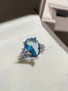 Jewels Galaxy Silver Plated Cubic Zirconia Stone Studded Finger Ring