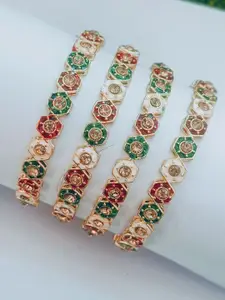 Anouk Set Of 4 Copper-Plated Stone Studded Bangles