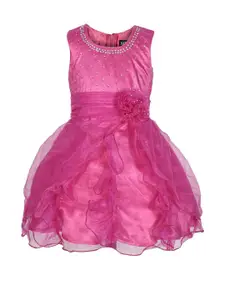 Shahina Fashion Girls Self Design Fit & Flare Dress