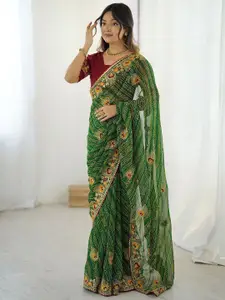 Satrani Bandhani Embroidered Bandhani Saree