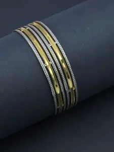 Opal Touch Detailing Set Of 2 Gold-Plated Bangles