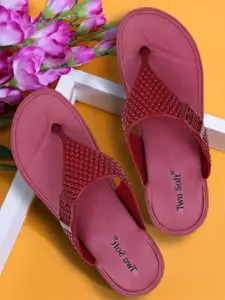 TWO SOFT Women Self Design Thong Flip-Flops