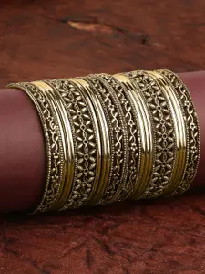OOMPH Set Of 18 Floral Design Antique Bangles