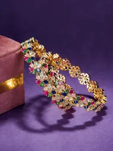 Opal Touch Set Of 2 Gold-Plated American Diamond Studded Bangle