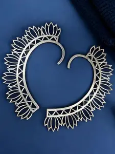 Sangria Women Silver Plated Lotus Shape Ear Cuff
