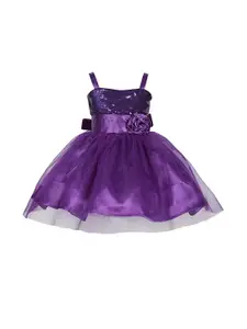 Shahina Fashion Girls Embellished Shoulder Straps Corsage Detail Fit and Flare Dresses