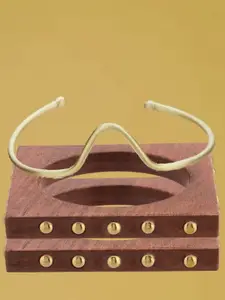 ATIBELLE Set Of 3 Gold-Plated Beaded & Twisted Shaped Wooden Bangles