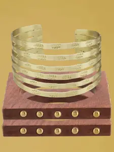 ATIBELLE Set Of 3 Gold-Plated Twisted Shaped Wooden Bangles