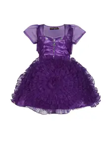 Shahina Fashion Girls Satin A-Line Ruffled Fit & Flare Birthday Party Dress