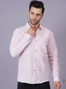 QUMASH FASHION Men Comfort Slim Fit Striped Long Sleeve Cotton Casual Shirt