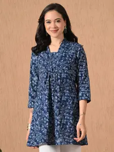 Anouk Rustic Floral Printed V-Neck Pure Cotton A-Line Kurti