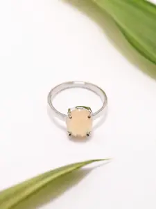 Exotic India Women Sterling Silver Cabochon Ethiopian Opal Finger Ring